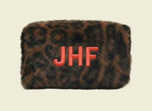 Cheetah Print Cosmetic Bag - Customized Embroidery