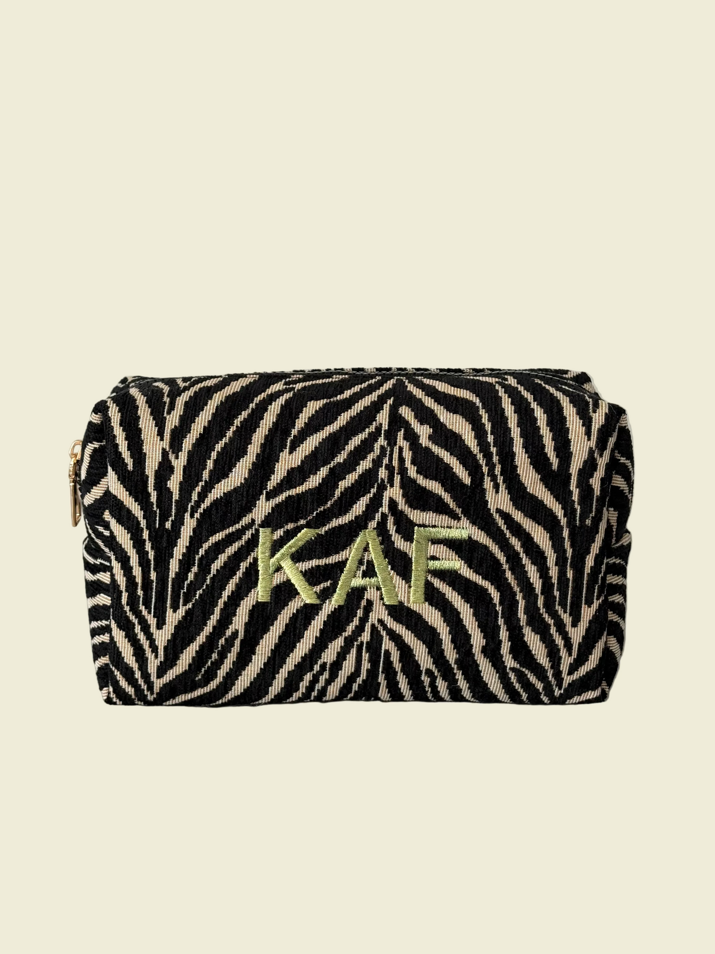 Beauty Bag Zebra- Embroidered Initials