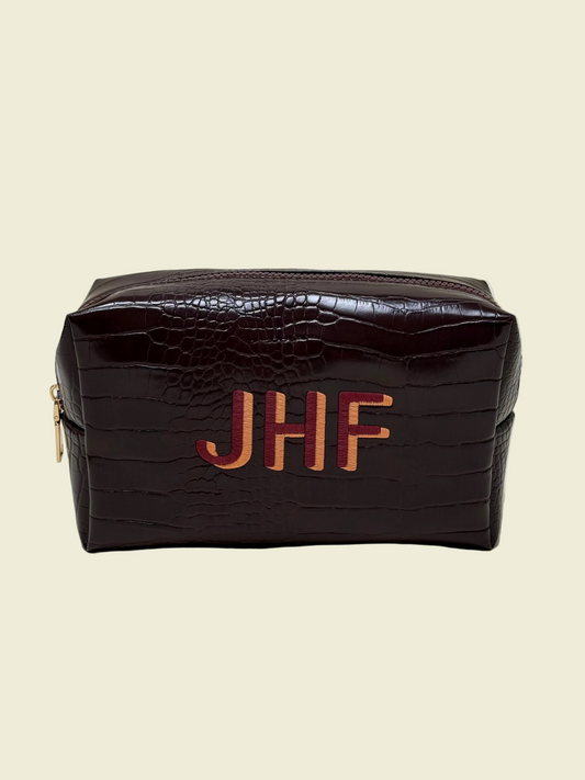 Beauty Bag Crocodile - Embroidered Block Shadow