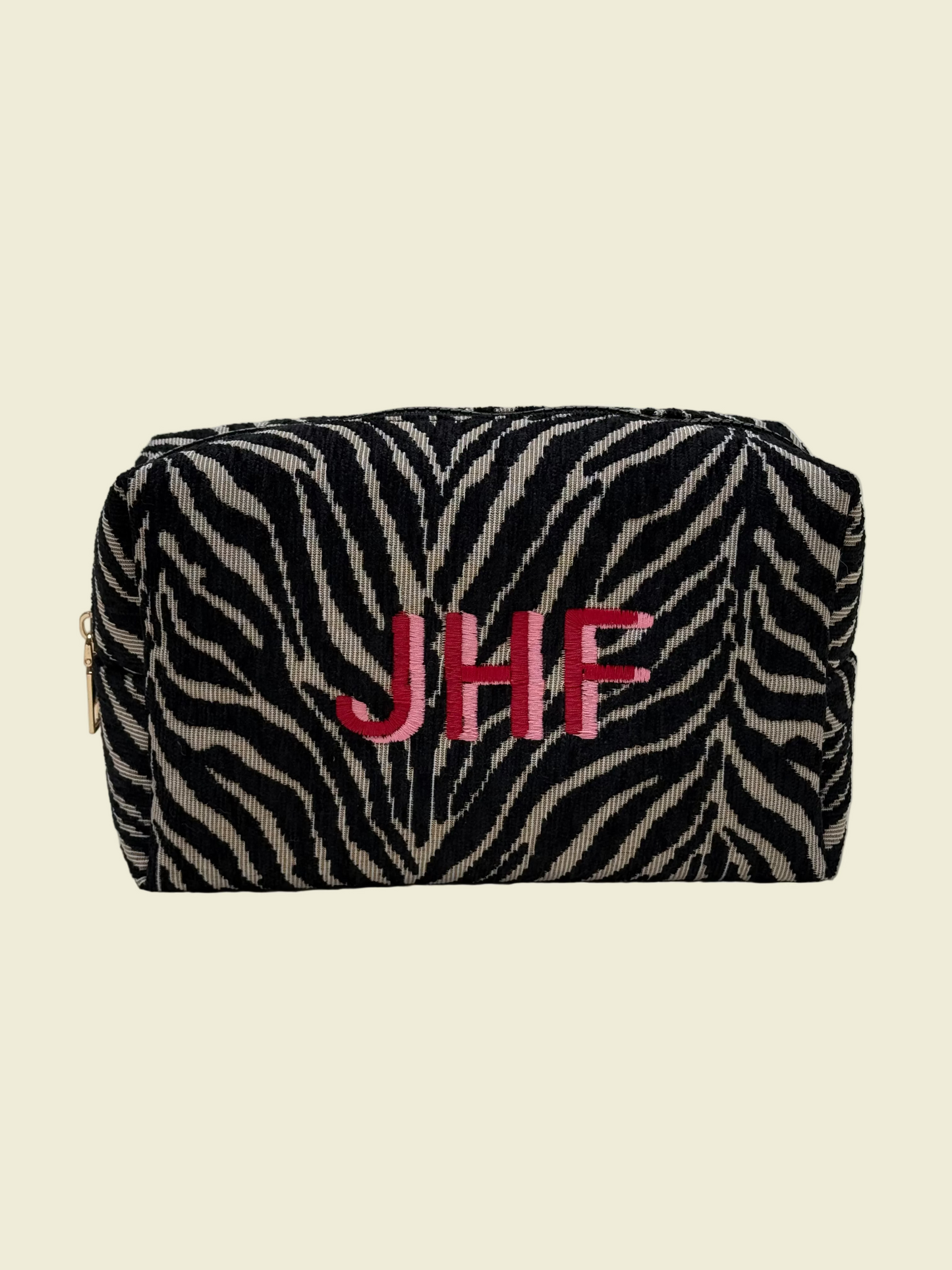 Beauty Bag Zebra- Embroidered Block Shadow