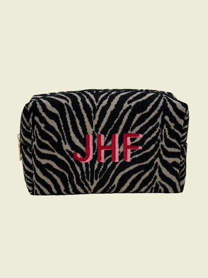 Beauty Bag Zebra- Embroidered Block Shadow