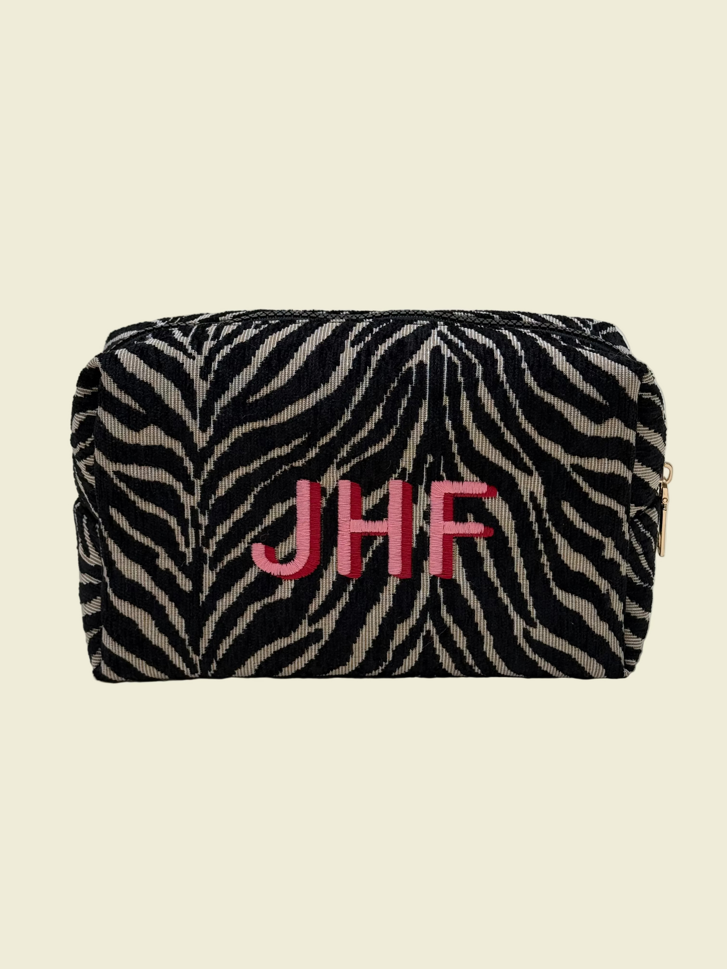 Beauty Bag Zebra- Embroidered Block Shadow