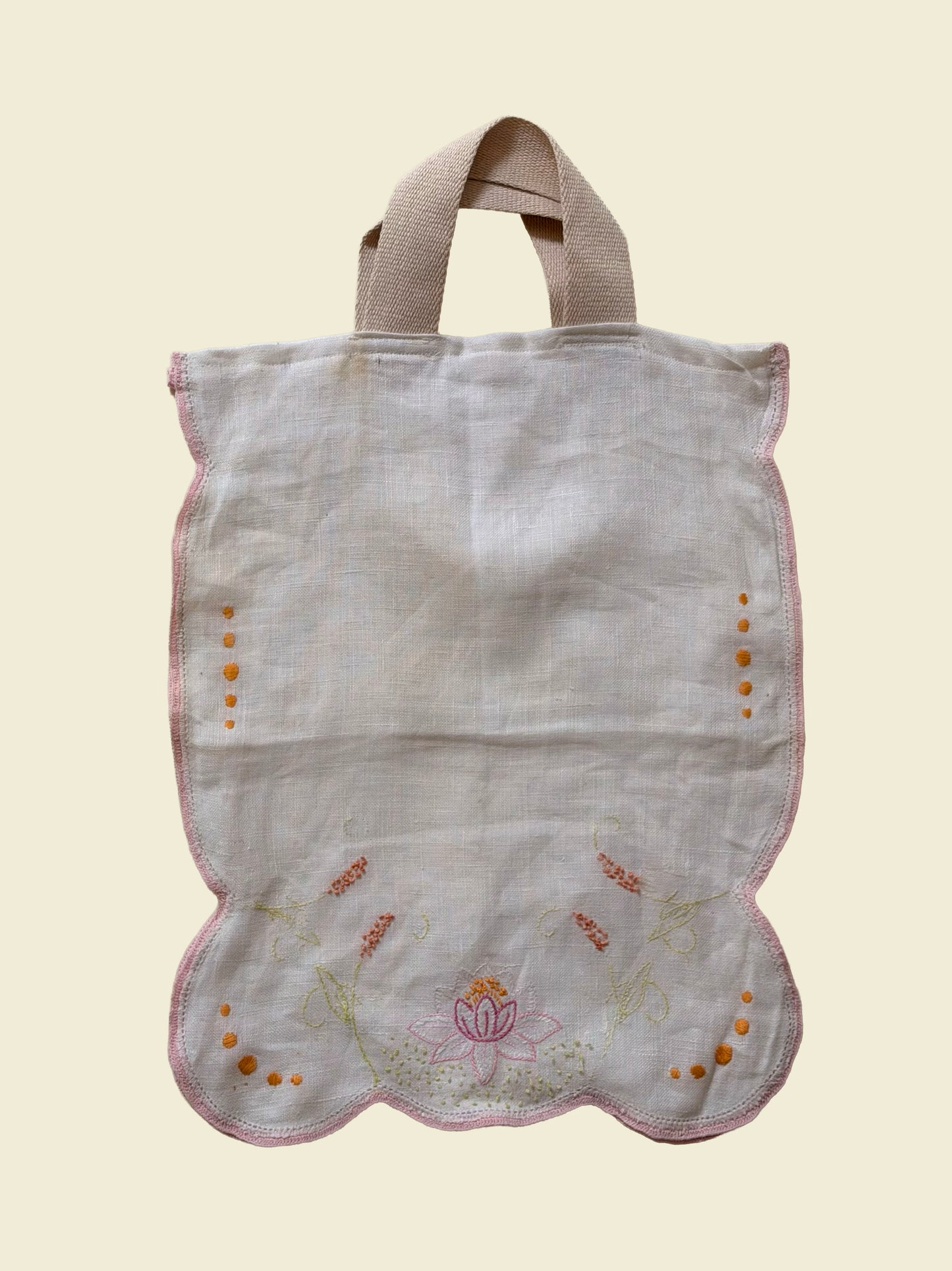 Vintage Embroidered Linen Tote Bag - Garden of Eden