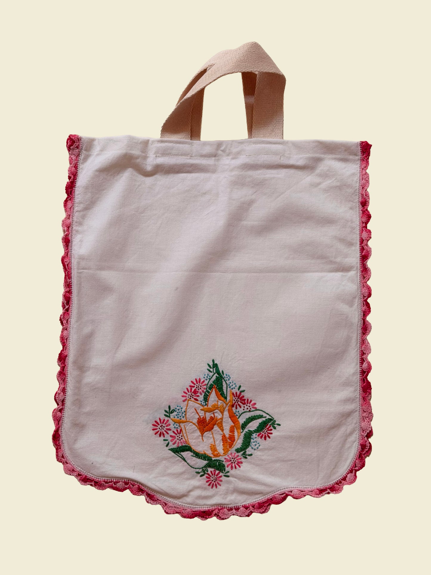 Vintage Embroidered Linen Tote Bag - Midsummer