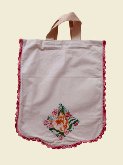 Vintage Embroidered Linen Tote Bag - Midsummer